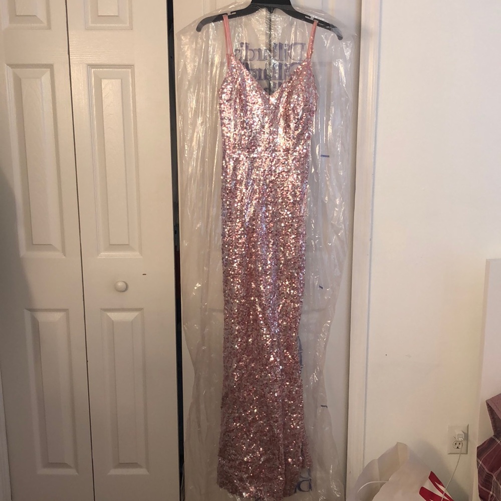 Sparkle pink long formal dress